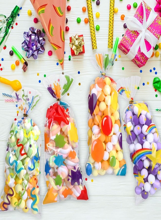 جي هول أكياس هدايا سيلوفان من GWHOLE، 100 قطعة، أكياس هدايا بألوان قوس قزح مقاس 5 × 10 بوصات مع أربطة لولبية، أكياس بلاستيكية للحلوى وهدايا حفلات الكريسماس والبسكويت - Image 4